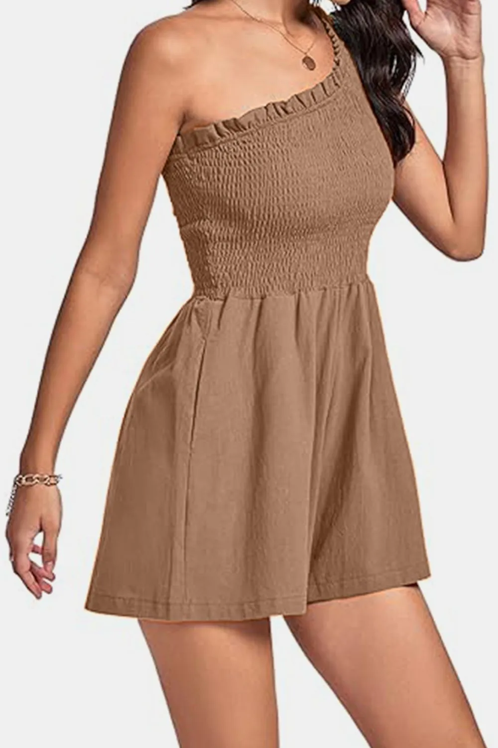 Arley Smocked Single Shoulder Romper