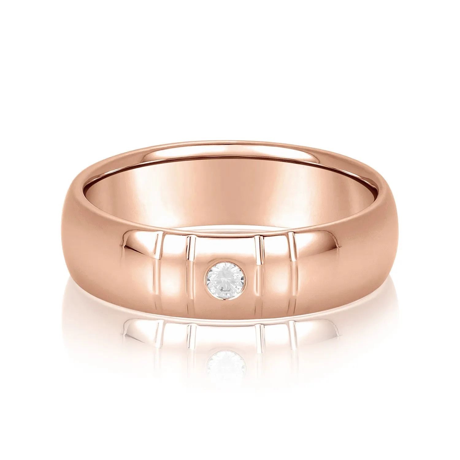 Bezel Set Single Diamond Men's Wedding Band