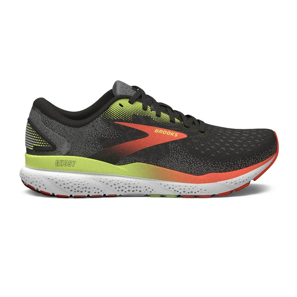 Brooks Ghost 16 Wide (Mens) - Black/Mandarin Red/Green