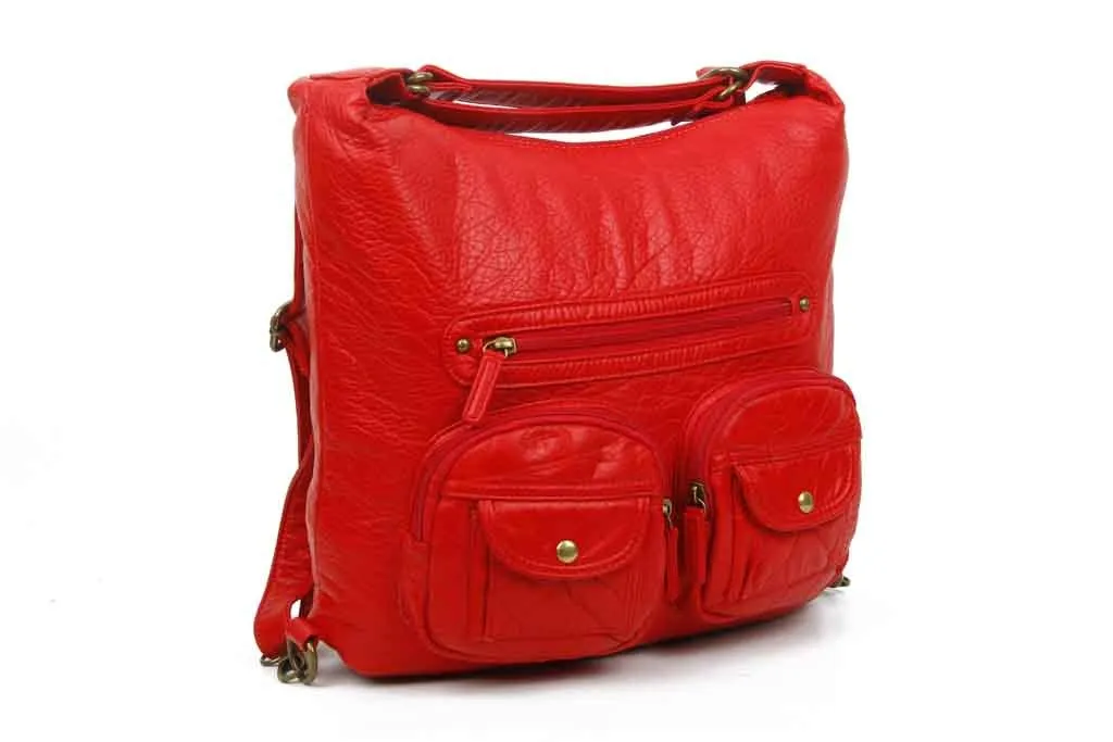 Convertible Crossbody Backpack - Red