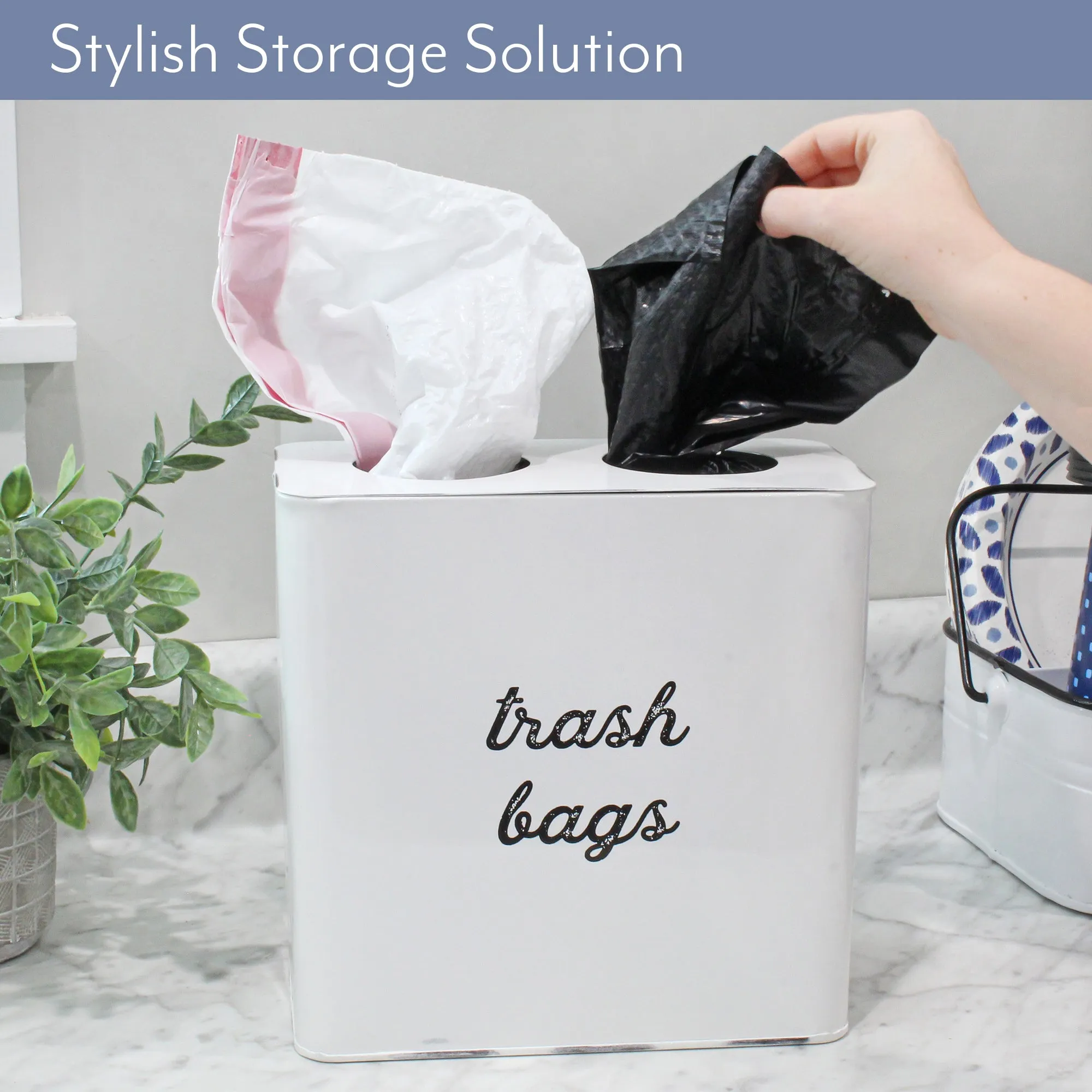 Farmhouse Trash Bag Holder (White)