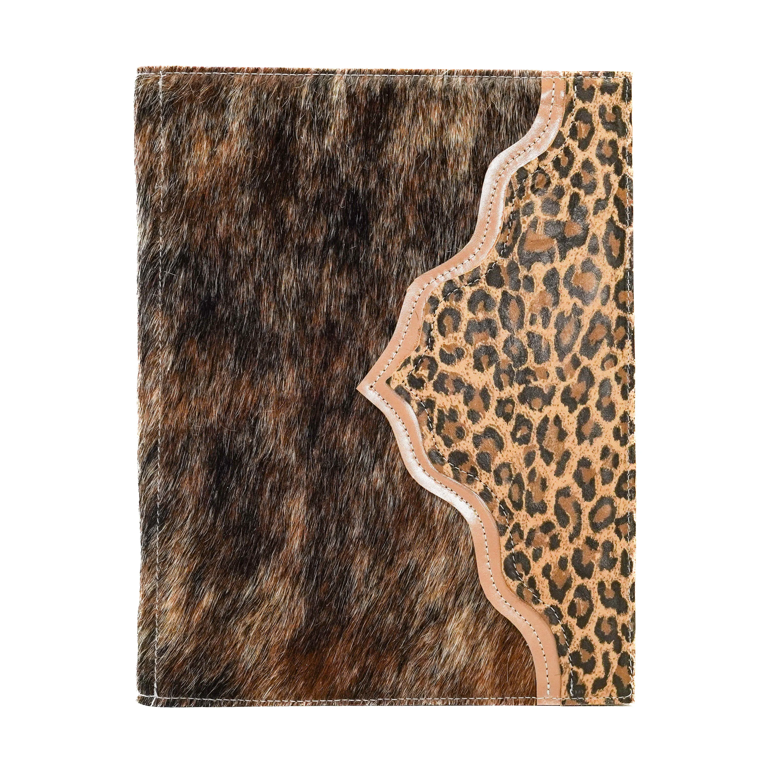 Large Notepad Cover - Brindle w/ Leopard Leather