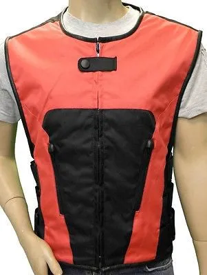 MEN'S BIKER UPDATED RED SWAT TEAM STYLE TEXTILE MOTORCYCLE VEST NEW