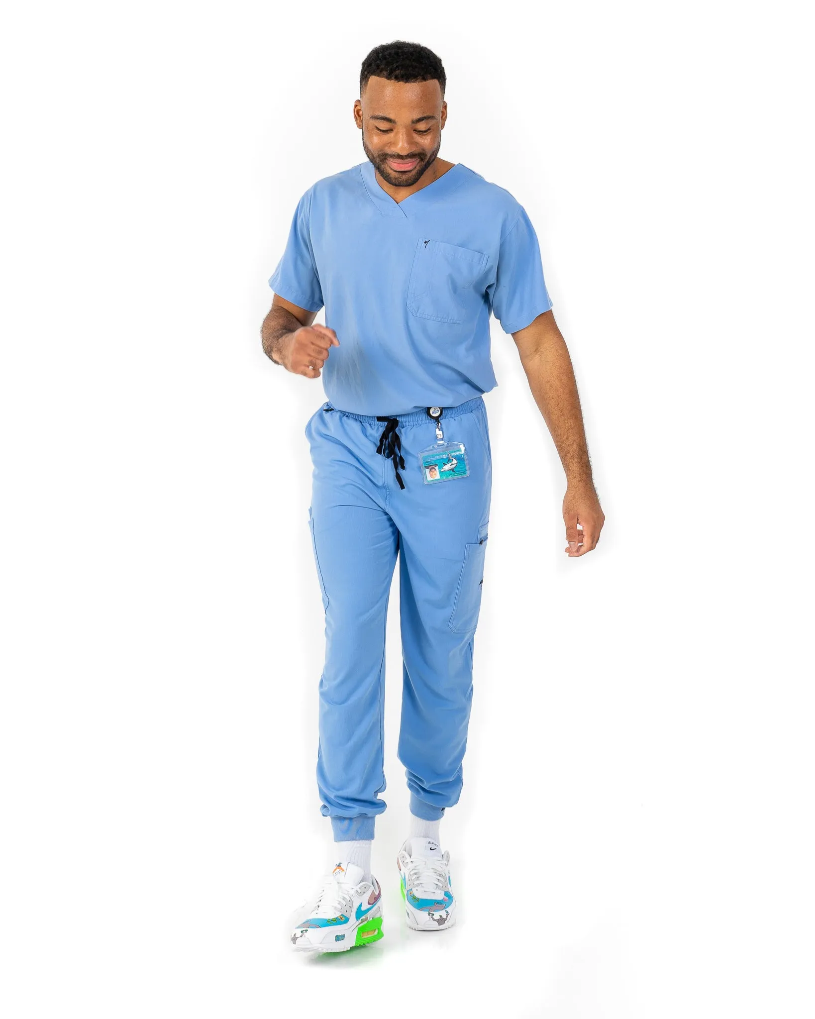 Men's Ceil Blue Scrub Top