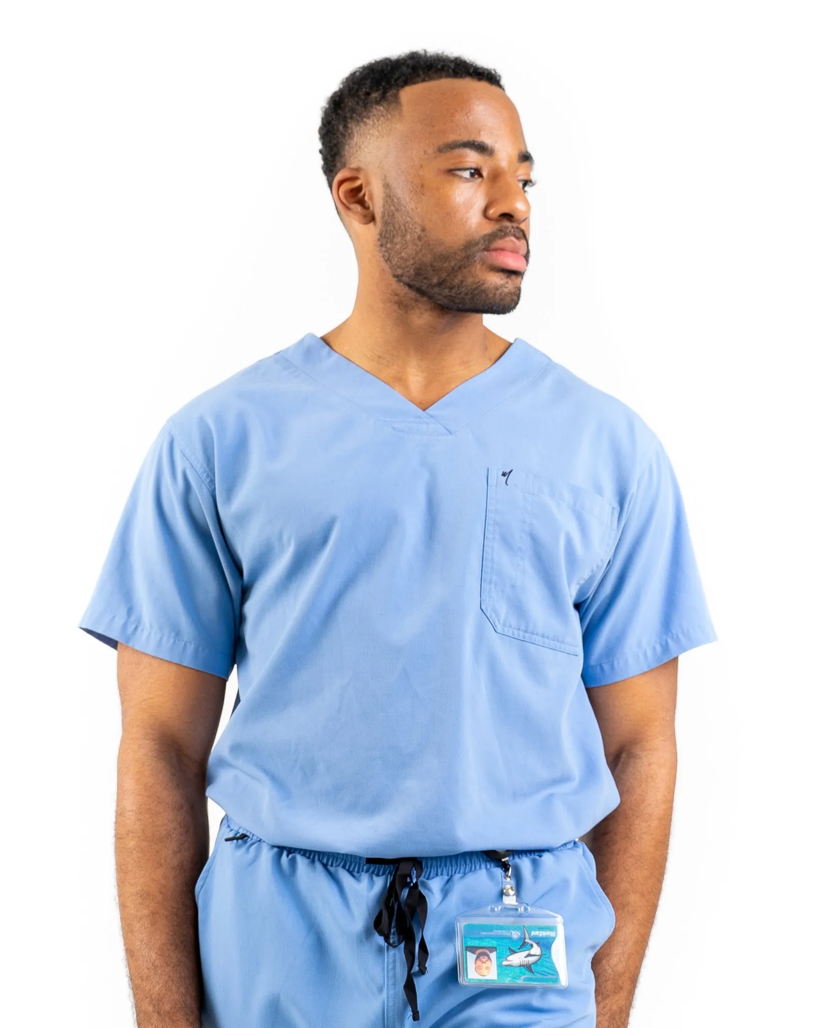 Men's Ceil Blue Scrub Top