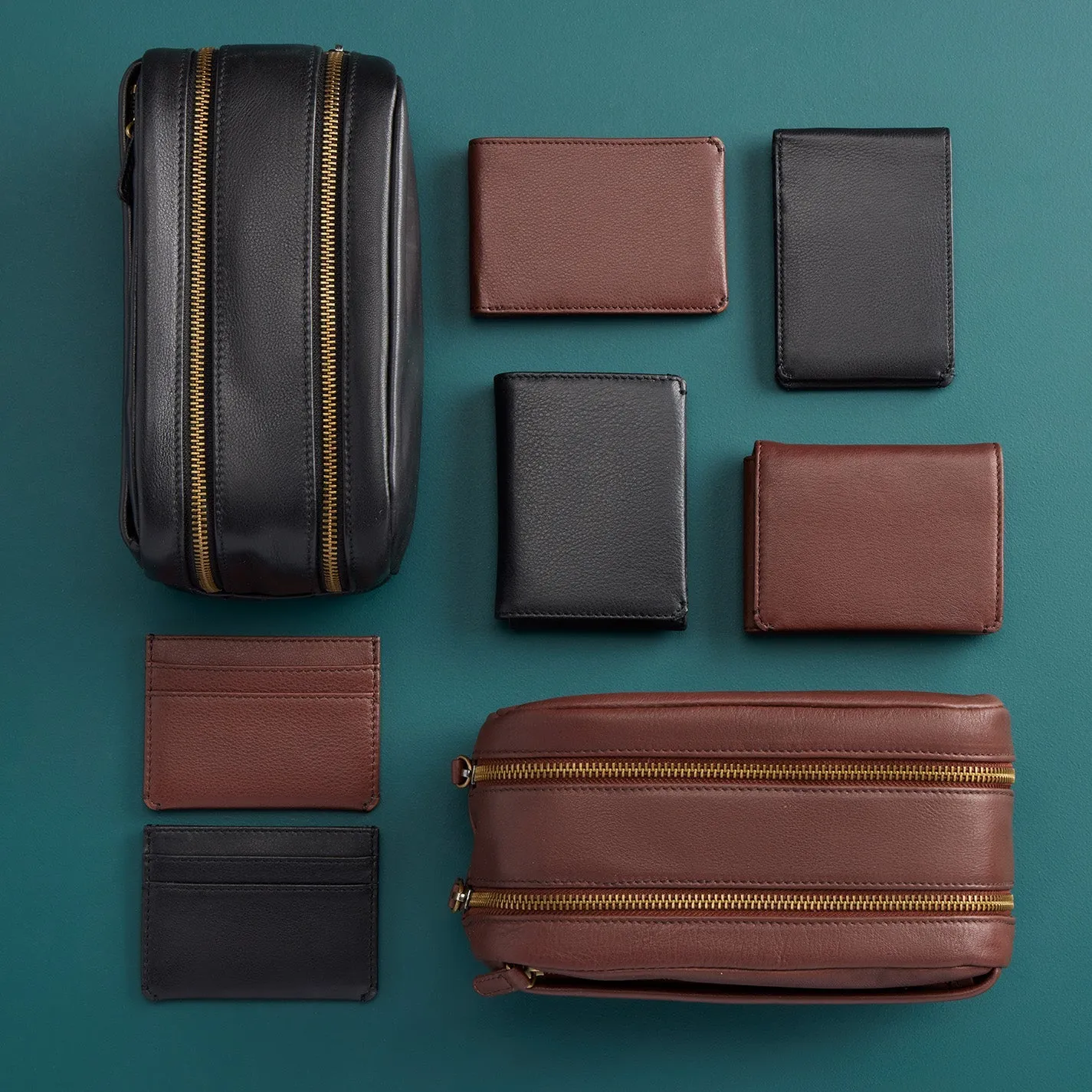 Men's Flap Wallet in Silk Napa Leather - Brown