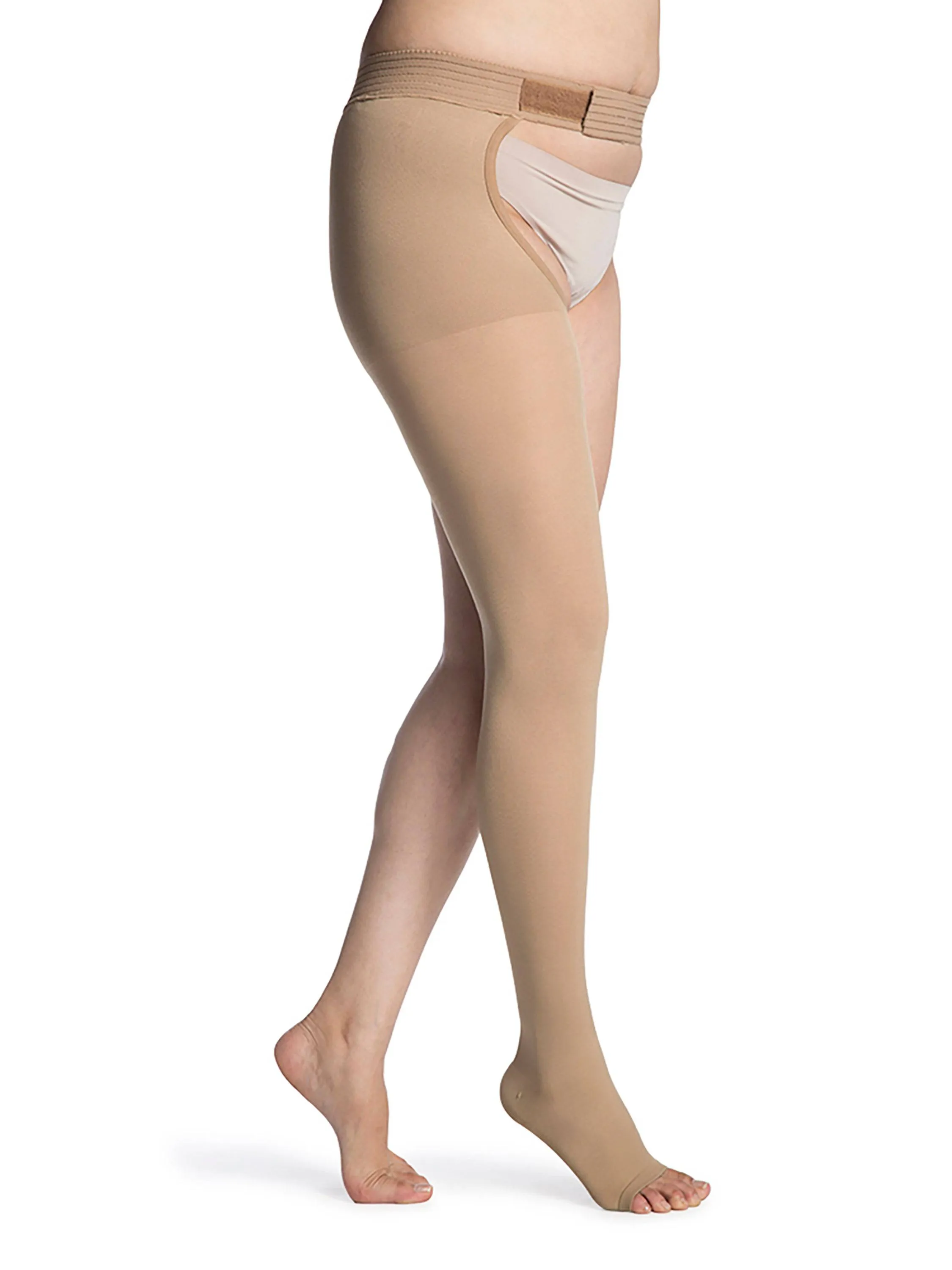 Sigvaris Opaque (Formerly 860 Select Comfort) Women's Thigh High w/ Waist Attachment  20-30mmHg-Open Toe