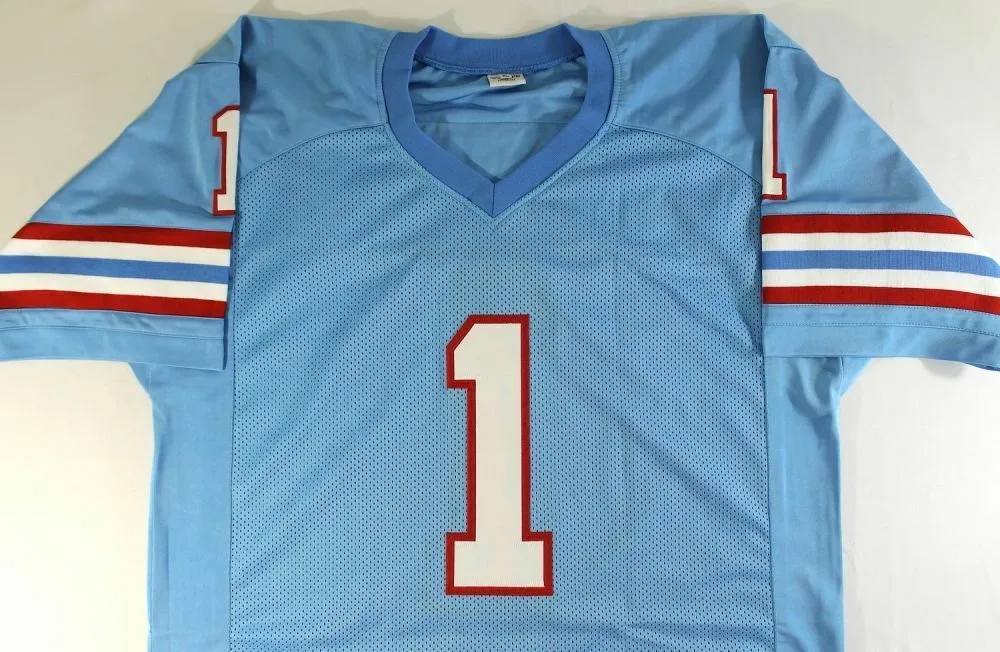 Warren Moon Signed Oilers Jersey Inscribed "HOF 06"(GTSM) 9xPro Bowl Quarterback